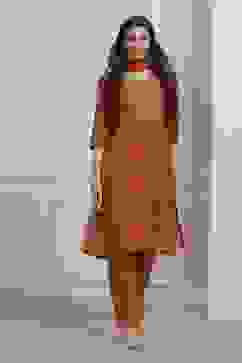 Orange Modal Printed Straight Suit Set image number 6