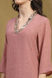 Mauve Crinkled Festive Straight Kurta image number 1