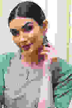 Mint Green Brass Jhumka image number 3