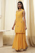 Ochre Yellow Embroidered Straight Suit Set image number 3