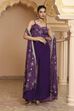 Purple Pure Chinnon Bandhani Printed Fusion Set