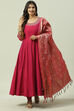 Teal Poly Viscose Anarkali Kurta Churidar Suit Set image number 0