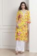 Yellow Floral Printed Straight Kurta image number 5