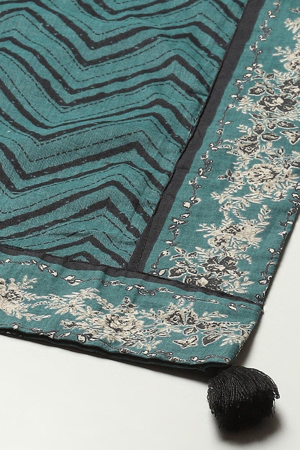 Indigo Cotton Straight Printed Kurta Palazzo Suit Set image number 3