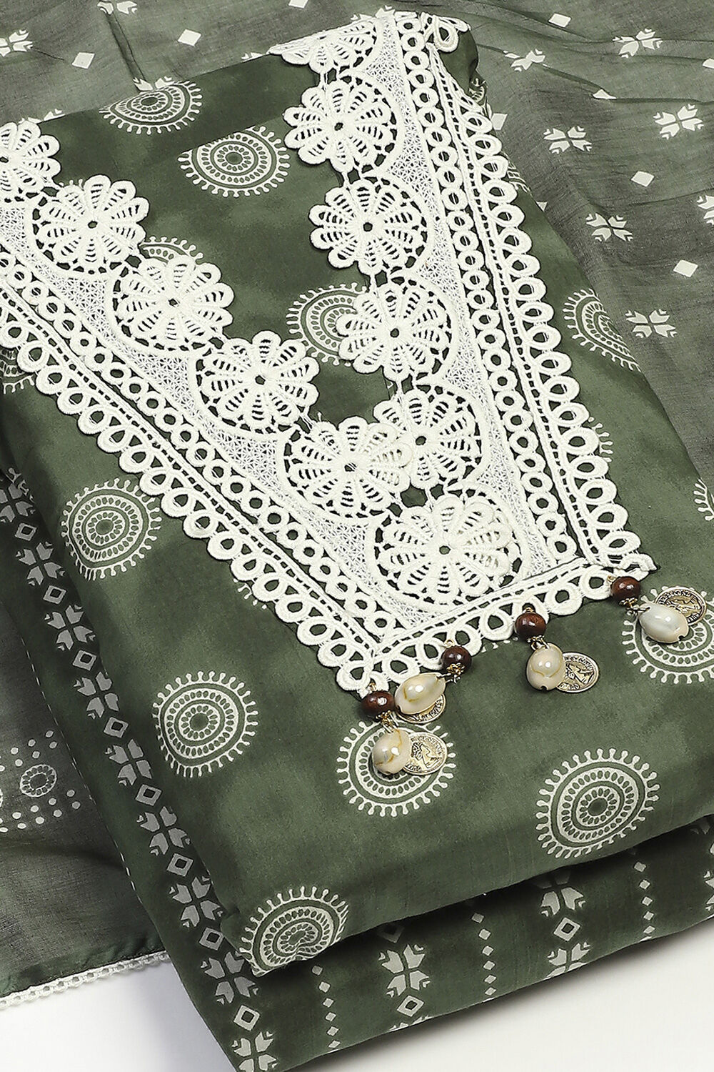 Indigo Cotton Unstitched Suit Set image number 6