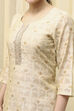 Beige Chanderi Jamdani Unstitched Suit Set image number 3