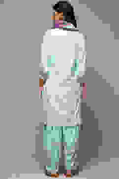 Sky Blue Rayon Straight Kurta Cross Yoke Salwar Suit Set image number 4