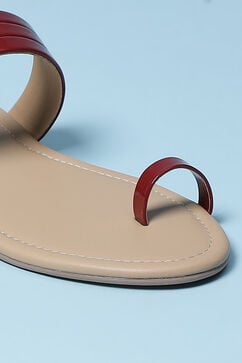 Maroon Pu Ring Toe Sandals image number 1