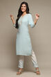 Powder Blue Rayon Straight Kurta Pants Suit Set