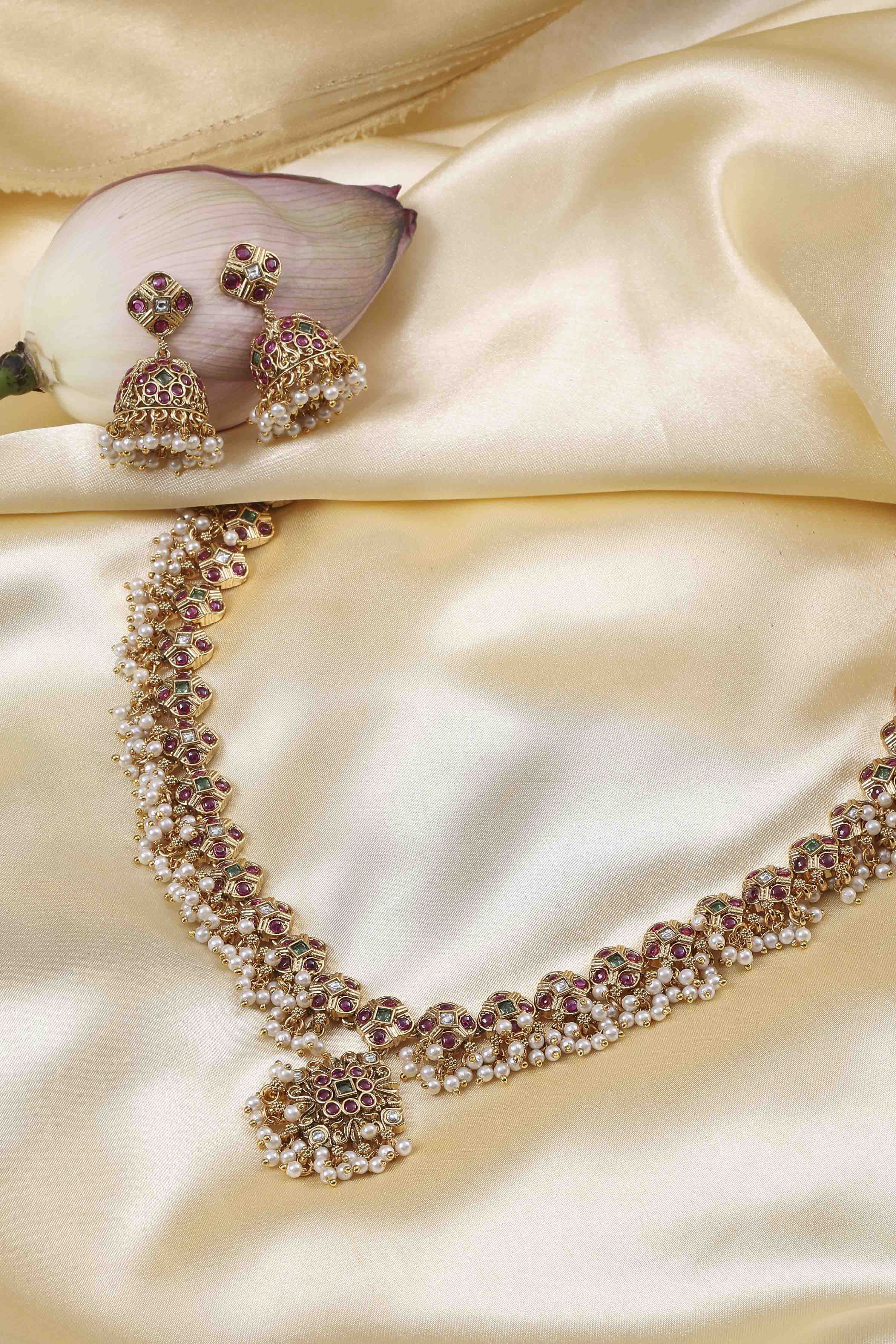 Multicolor Brass Necklace Set image number 0