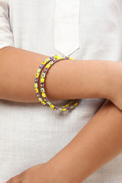Purple Yellow Green Metal & Beads Kids Bangles image number 2