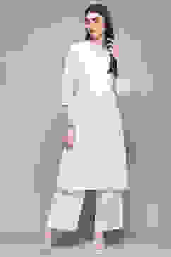 White Cotton Straight Kurta image number 0