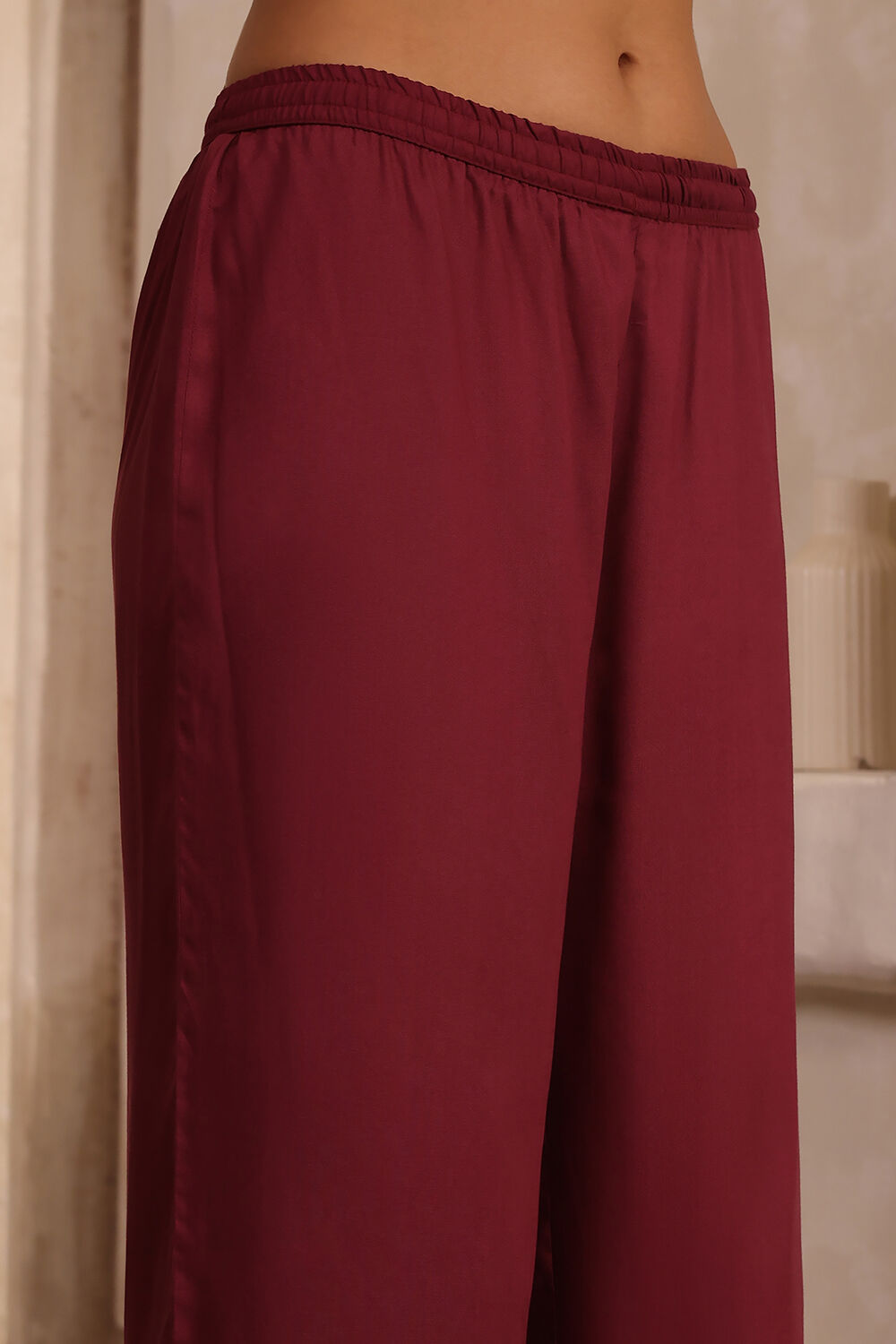 Peach Viscose Blend Straight Suit Set image number 2