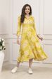 Olive Rayon Printed Straight Dress image number 5