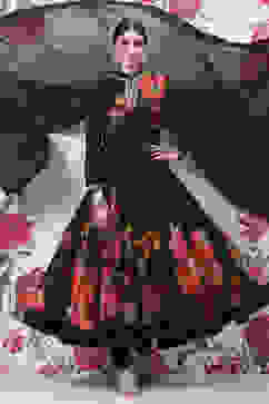 Rohit Bal Black Cotton Silk Anarkali Printed Suit Set image number 0