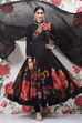 Rohit Bal Black Cotton Silk Anarkali Printed Suit Set