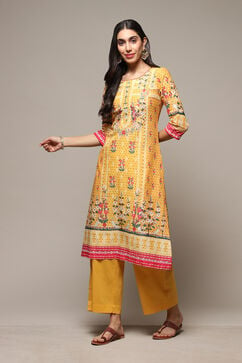 Yellow Cotton Straight 2 Piece Set image number 0