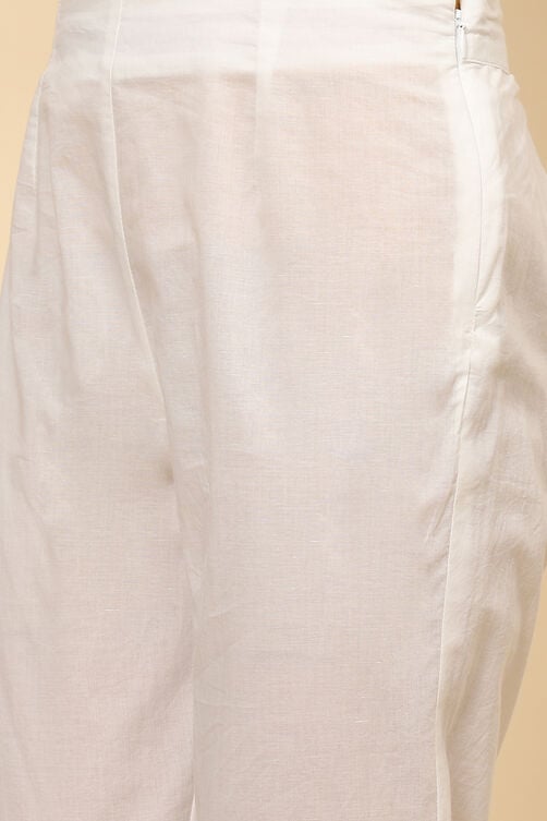 Blue White Cotton Flared Kurta Slim Pant Suit Set image number 3