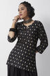 Black Cotton Gold Motif Printed Short Kurti