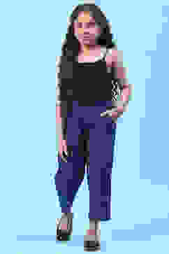 Blue Cotton Solid Pant image number 5