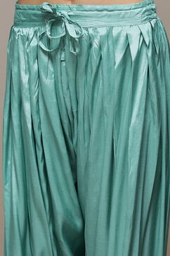 Turquoise Silk Straight Kurta Salwar Suit Set image number 2