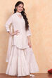 Off-White Embroidered Straight Suit Set image number 4