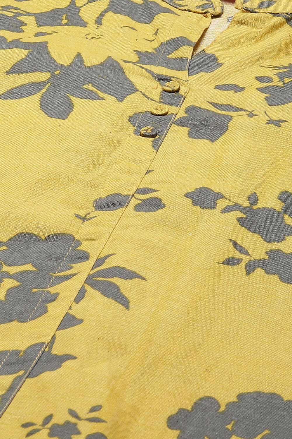 Yellow Grey LIVA Straight Printed Kurta Set image number 1
