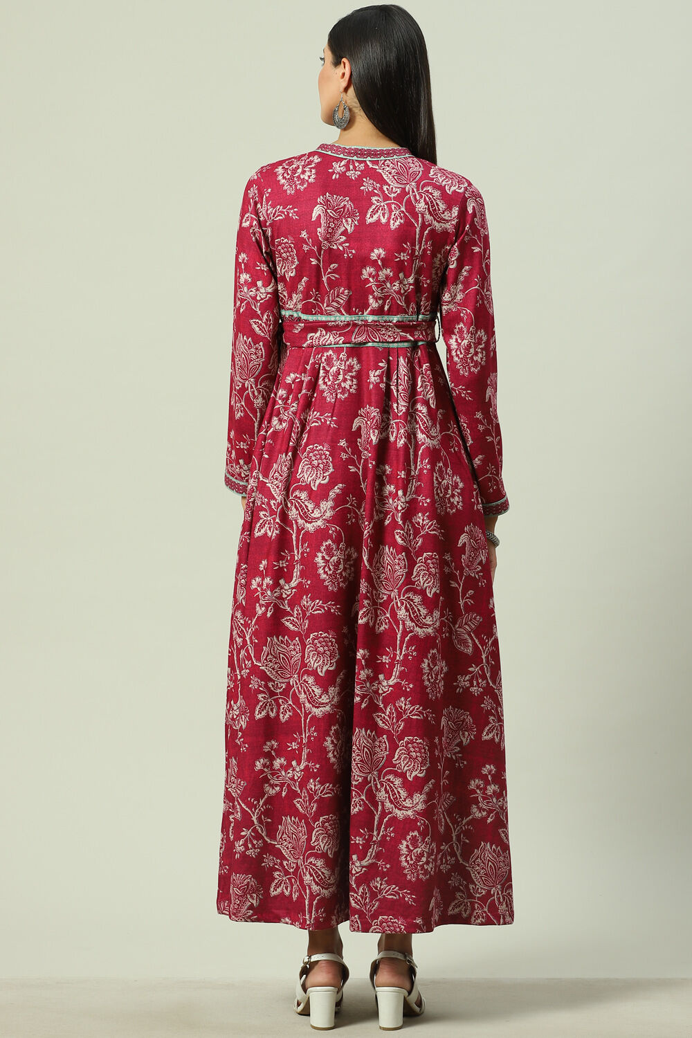 Indigo Pink Acrylic Flared Printed Dress image number 4