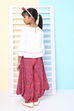White And Red Cotton Indie Mickey Embroidered Top And Pant Set image number 6