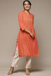 Orange Rayon Straight Printed Kurta