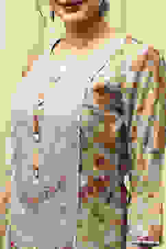 Teal Muslin Digital Print Unstitched Suit Set image number 2