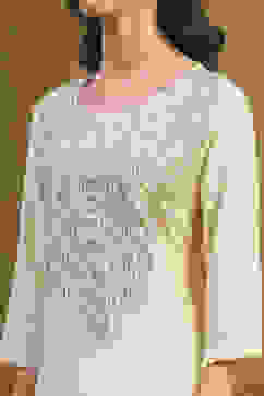 Off White Viscose Blend Straight Set image number 1