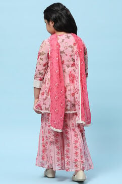 Pink Poly Georgette Peplum Suit Set image number 5