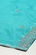 Blue Modal Machine Embroidered Unstitched Suit Set image number 4