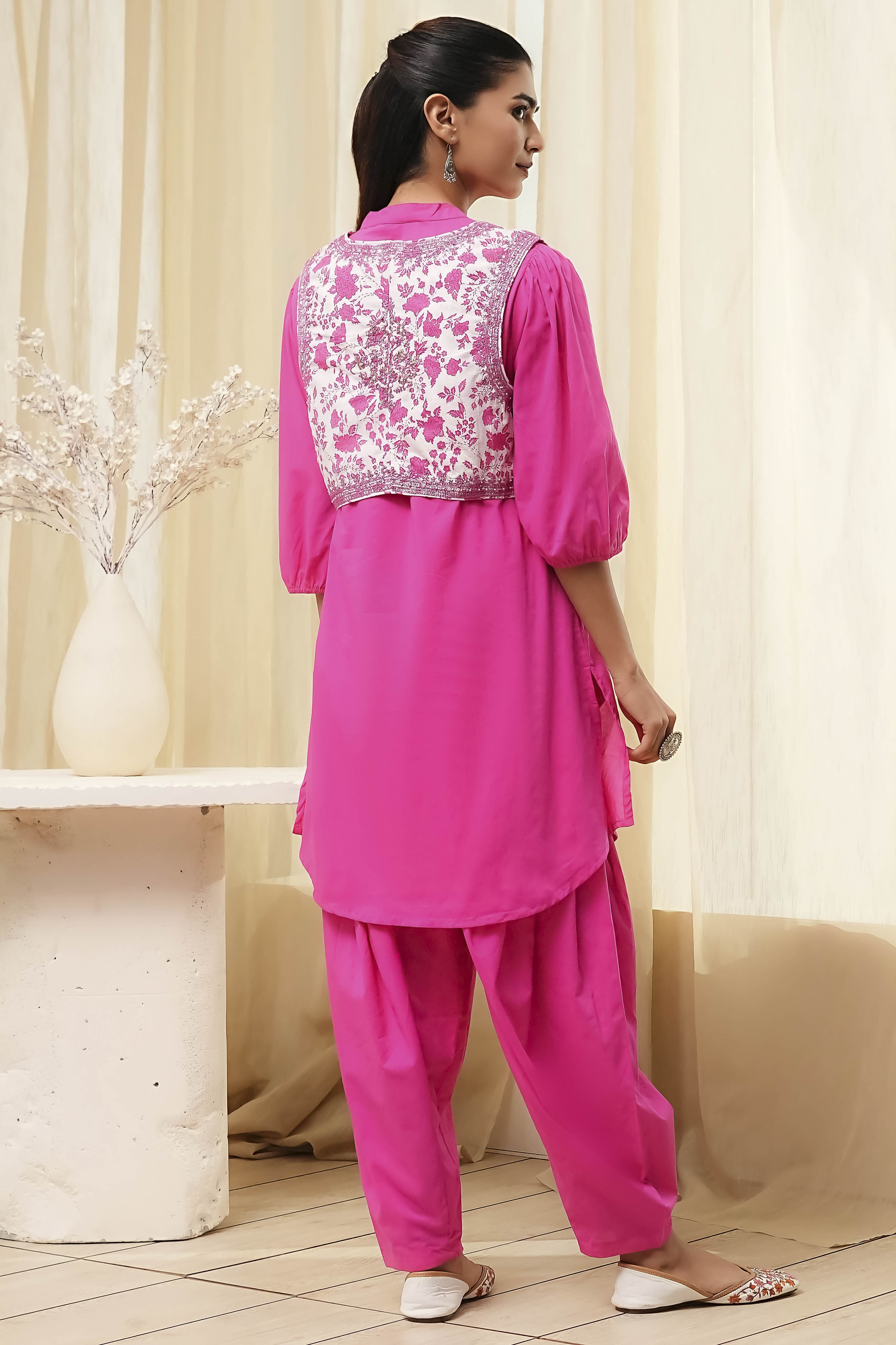 Sage Green Cotton Pathani Straight Kurta Set image number 3