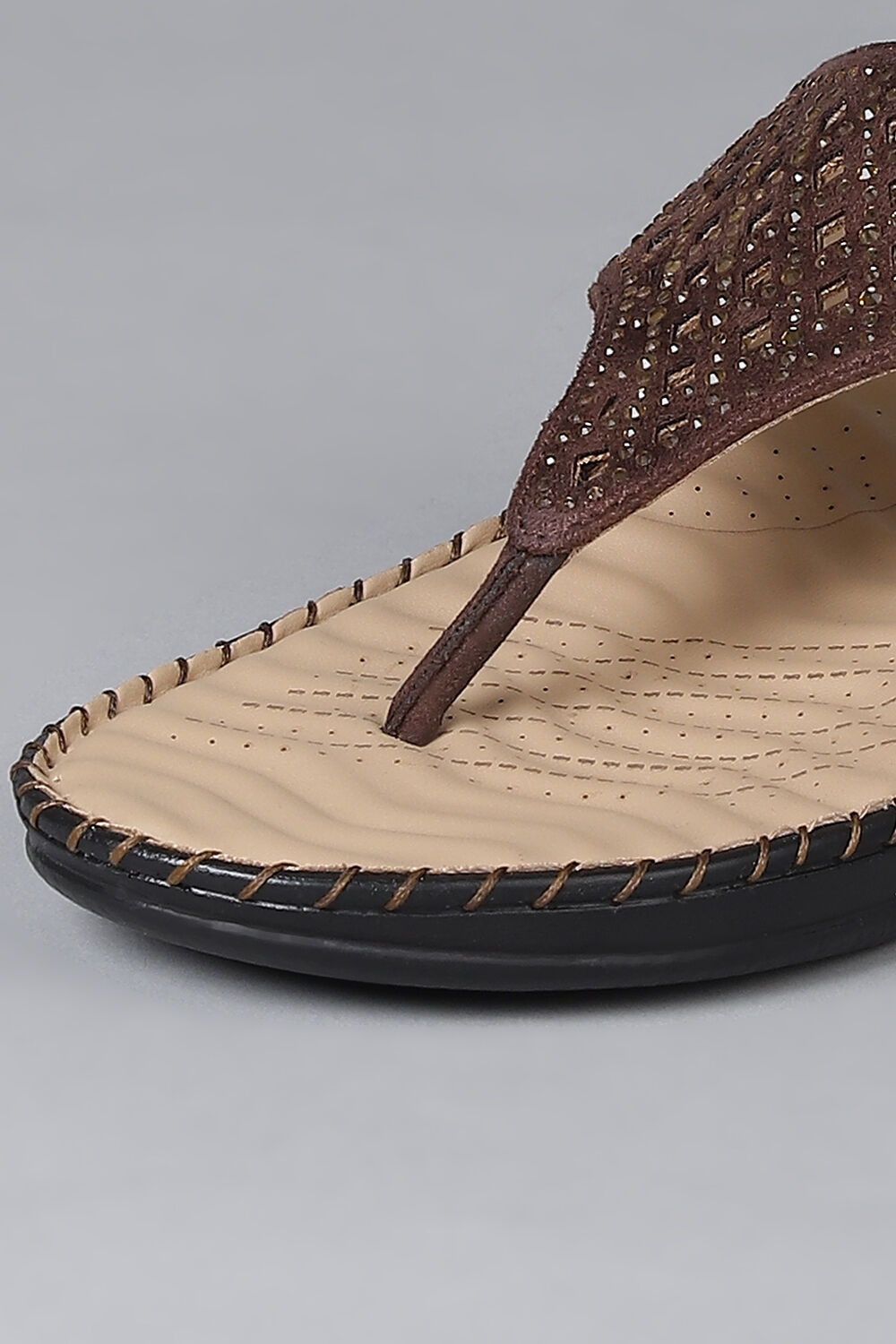 Brown Synthetic Suede Sandals