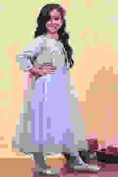 Blue Net Anarkali Suit Set image number 5