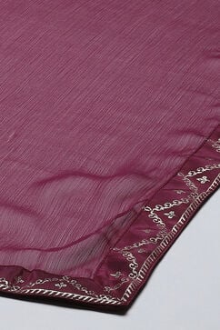 Purple Art Silk Straight Kurta Regular Pants Suit Set image number 3
