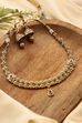Red Gold-Plated Brass Necklace With Jhumkas image number 2