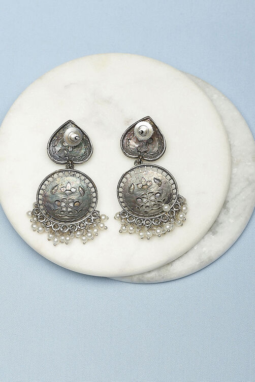 Dual Oxidised Brass Earrings image number 2