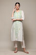 White Cotton Straight Printed Kurta image number 0