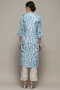 White Cotton Straight Kurta image number 3