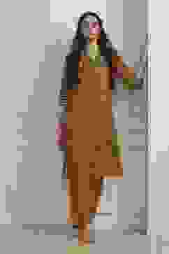 Mustard Yellow Cotton Printed Kurta Set image number 0