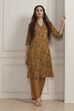 Mustard Yellow Cotton Printed Kurta Set image number 0