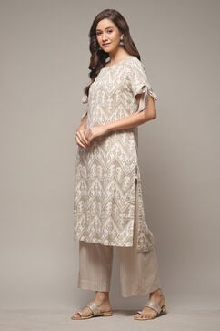Beige Rayon Straight Printed 2 Piece Set image number 3