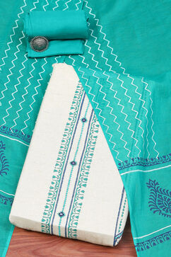 Sea Green Cotton Unstitched Suit Set image number 0
