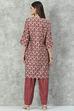 Maroon Poly Viscose Flared Printed Kurta Set image number 4