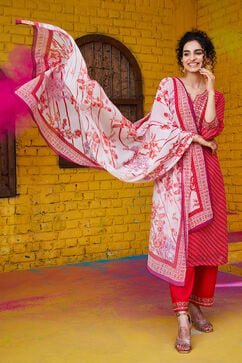 Red Viscose Straight Suit set image number 0