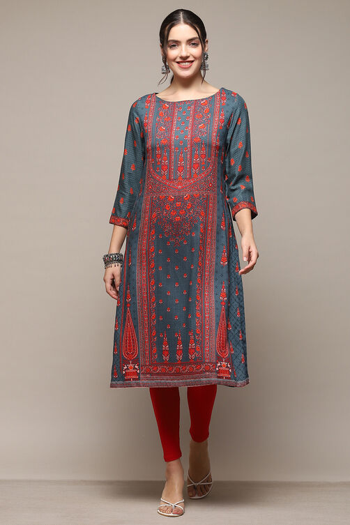 Berry LIVA Straight Printed Kurta image number 5