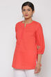Sky Blue Cotton Short Solid Kurti image number 0